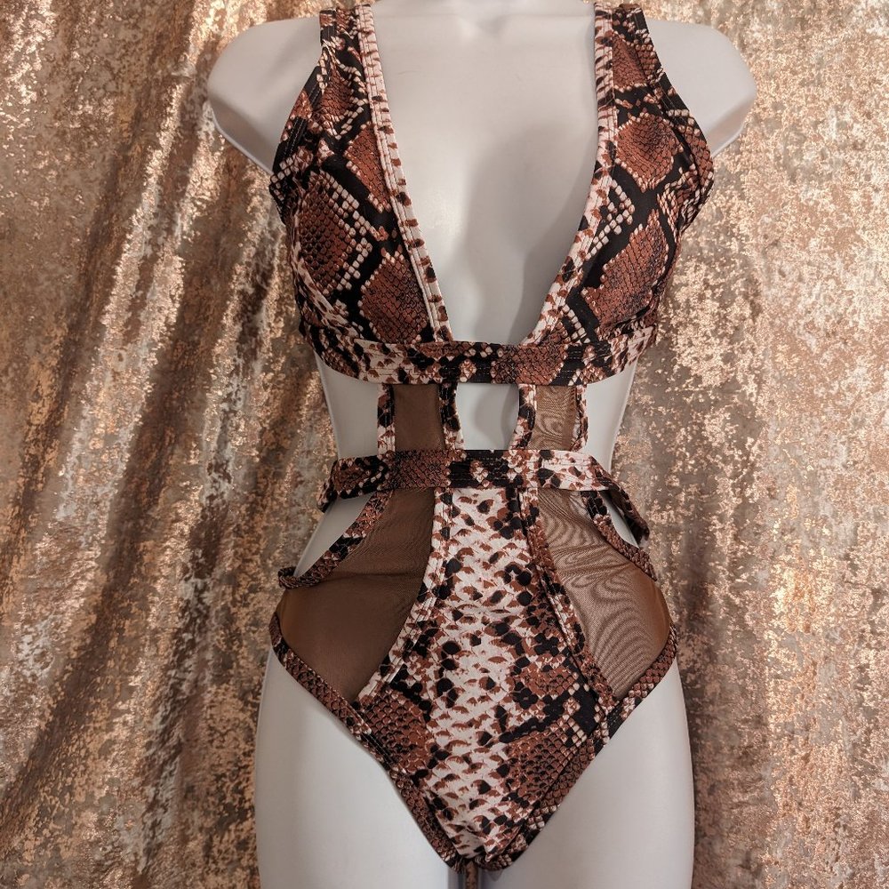 MATTE COLLECTION snakeskin bathing suit size S